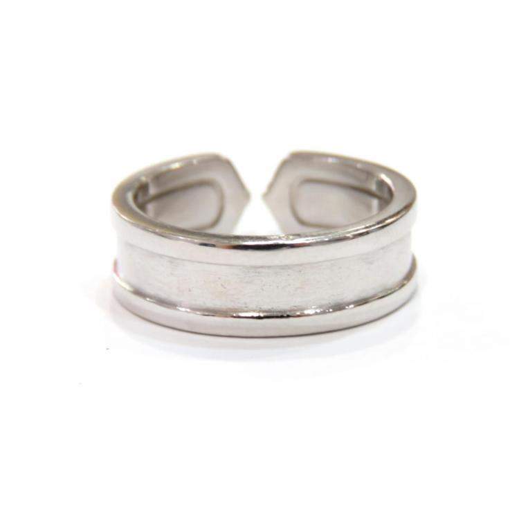 Pre Owned Cartier Double C 18K White Gold Diamond Ring EU 54