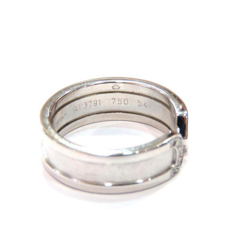 Pre Owned Cartier Double C 18K White Gold Diamond Ring EU 54