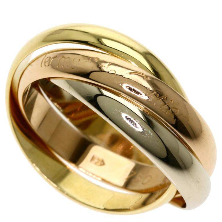 Pre Owned Cartier Les Must de Cartier 18K Yellow, Rose and White Gold Ring EU 54