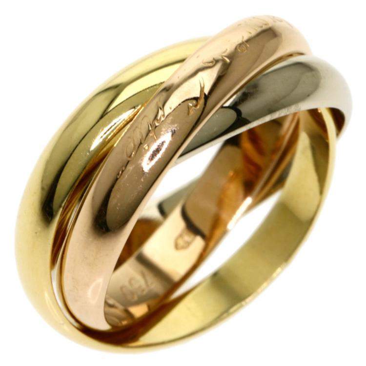 Pre Owned Cartier Les Must de Cartier 18K Yellow, Rose and White Gold Ring EU 54