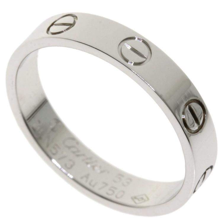 Pre Owned Cartier Mini Love 18K White Gold Ring EU 53