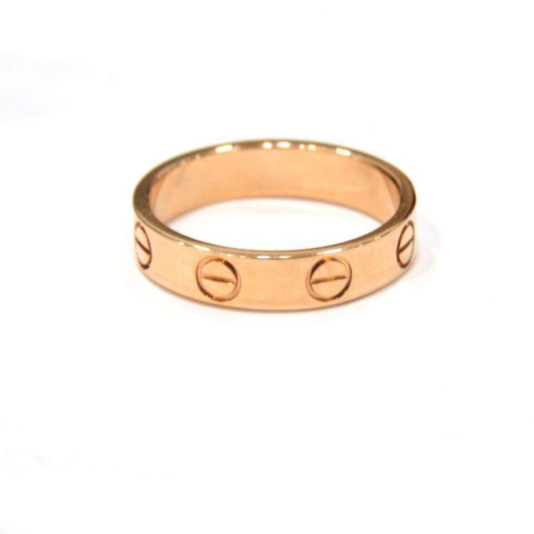 Pre Owned Cartier Mini Love 18K Rose Gold Ring EU 47