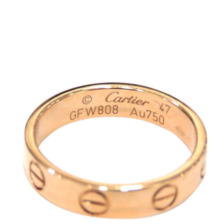 Pre Owned Cartier Mini Love 18K Rose Gold Ring EU 47
