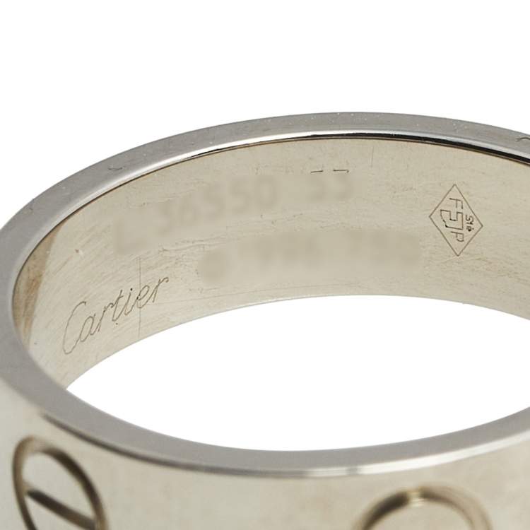 Pre Owned Cartier Love 18K White Gold Ring Size 53