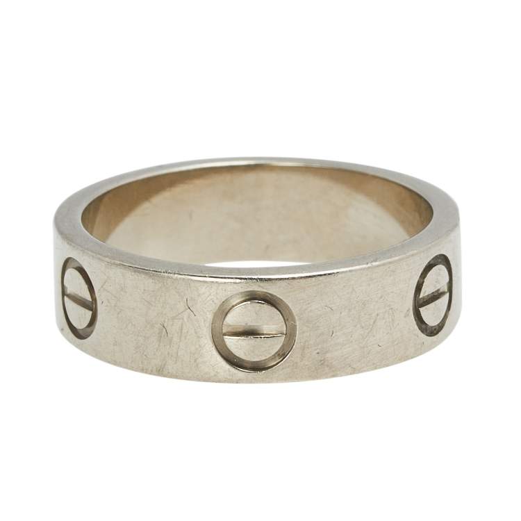 Pre Owned Cartier Love 18K White Gold Ring Size 53