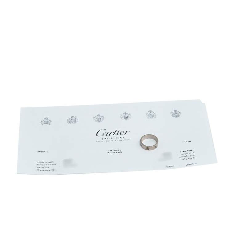 Pre Owned Cartier Love 18K White Gold Ring Size 53