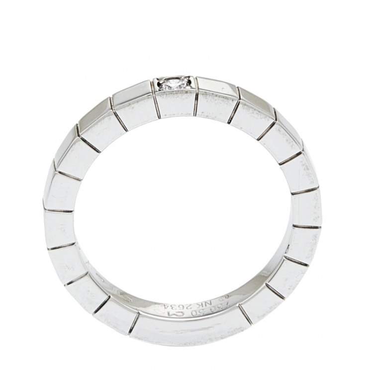 Pre Owned Cartier Lanieres 18K White Gold Diamond Ring Size 50