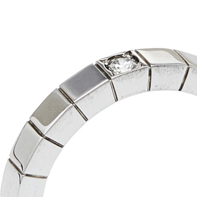 Pre Owned Cartier Lanieres 18K White Gold Diamond Ring Size 50