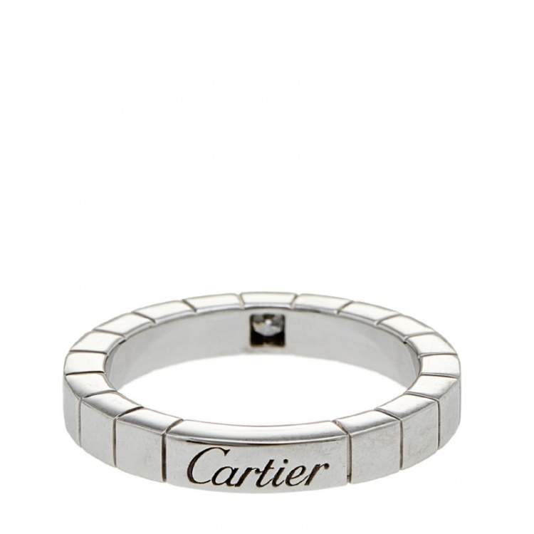 Pre Owned Cartier Lanieres 18K White Gold Diamond Ring Size 50