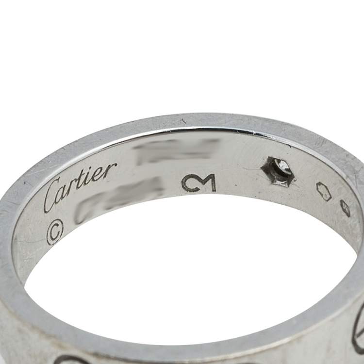 Pre Owned Cartier Love 1 Diamond 18K White Gold band Ring Size 47