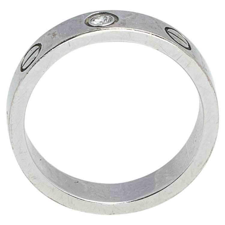 Pre Owned Cartier Love 1 Diamond 18K White Gold band Ring Size 47