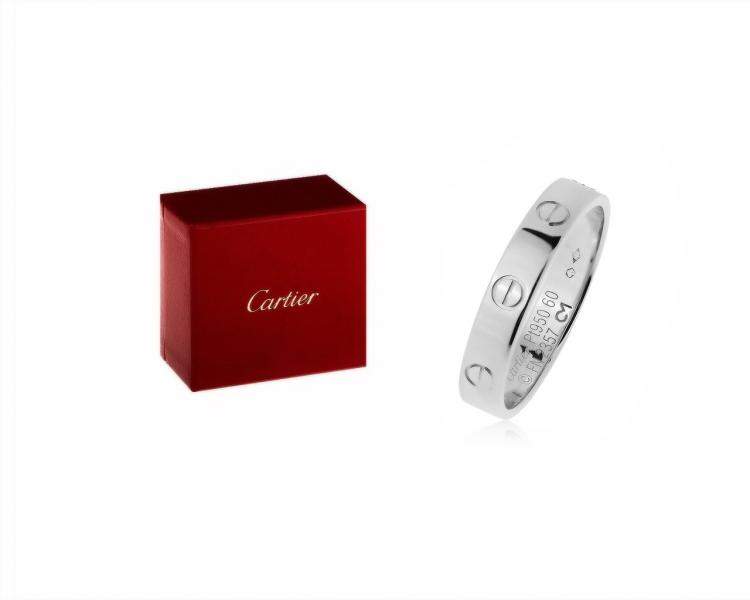 Pre Owned Cartier Love Wedding Band Platinum Ring EU 60