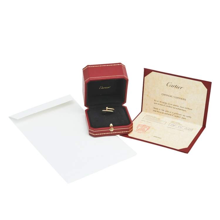 Pre Owned Cartier Juste Un Clou 18K Yellow Gold Ring Size 54