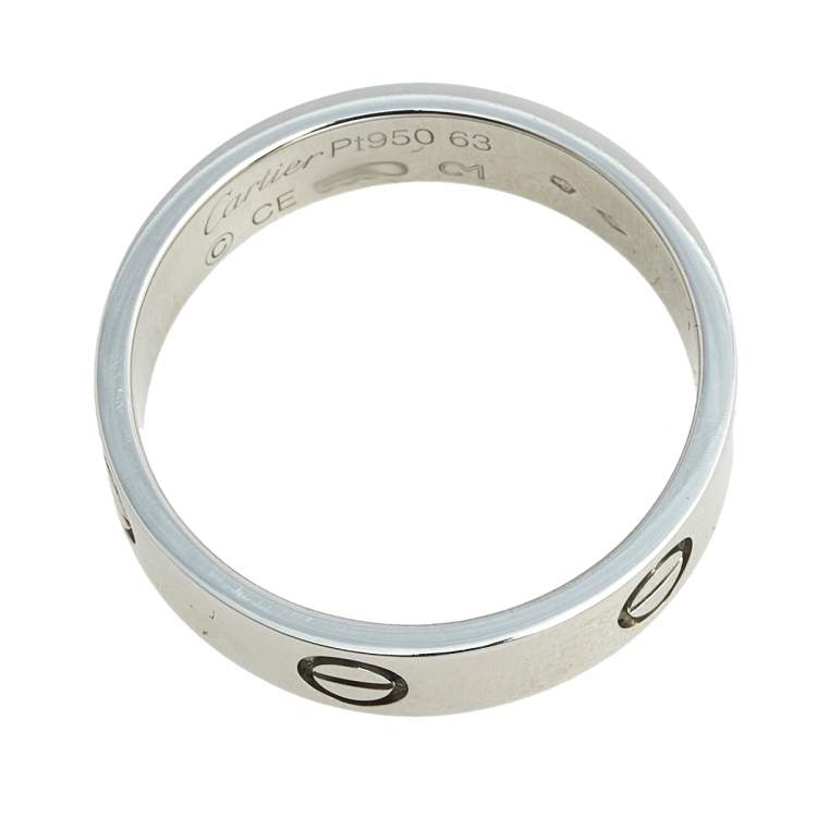 Pre Owned Cartier Love Platinum Band Ring Size 63