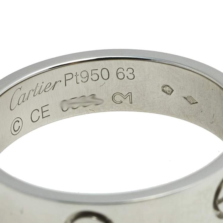 Pre Owned Cartier Love Platinum Band Ring Size 63