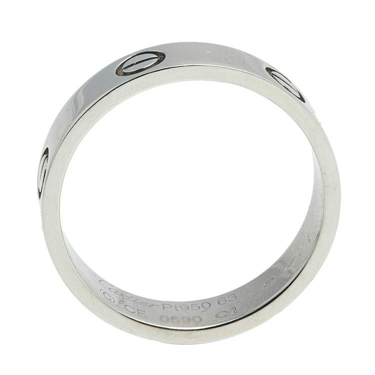 Pre Owned Cartier Love Platinum Band Ring Size 63