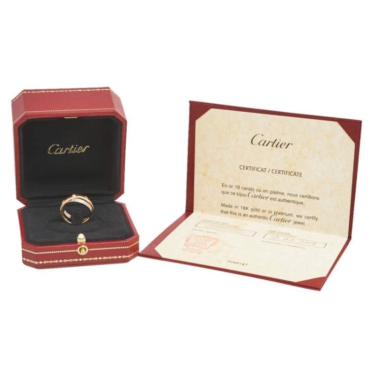 Pre Owned Cartier Love 6 Diamond 18K Two Tone Gold Ring Size 53