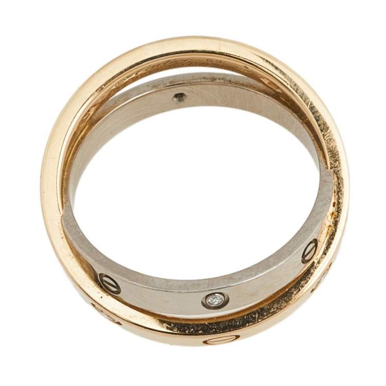 Pre Owned Cartier Love 6 Diamond 18K Two Tone Gold Ring Size 53