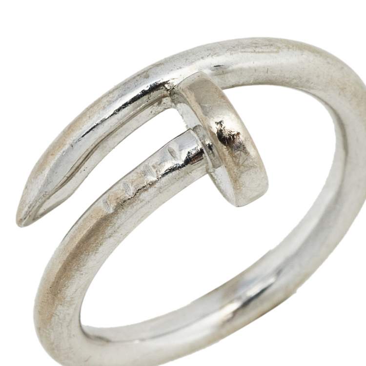 Pre Owned Cartier Juste Un Clou 18k White Gold Ring Size 56