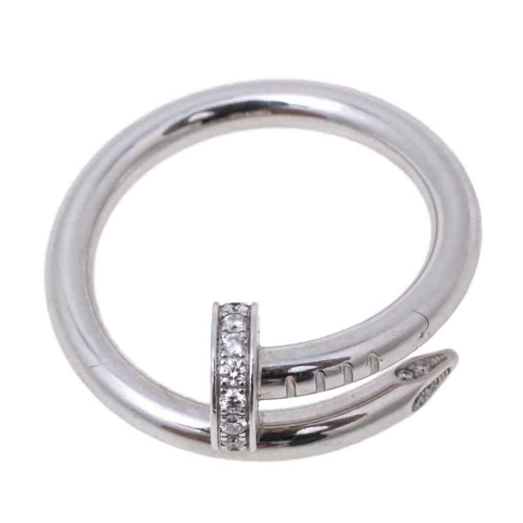 Pre Owned Cartier Juste Un Clou  Diamond 18k White Gold Ring Size 53
