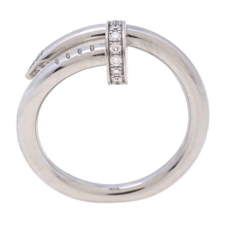 Pre Owned Cartier Juste Un Clou  Diamond 18k White Gold Ring Size 53