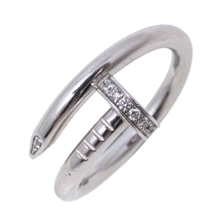 Pre Owned Cartier Juste Un Clou  Diamond 18k White Gold Ring Size 53