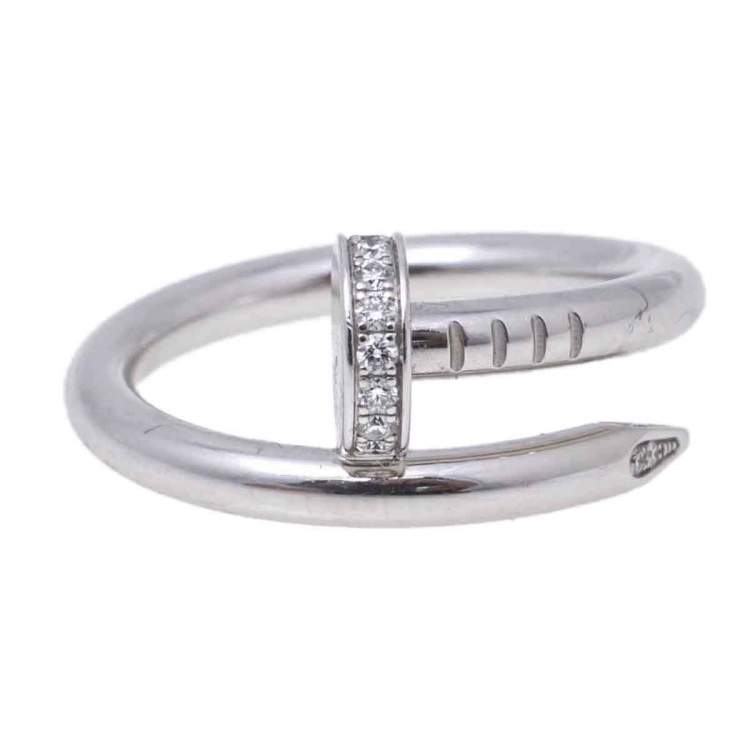 Pre Owned Cartier Juste Un Clou  Diamond 18k White Gold Ring Size 53