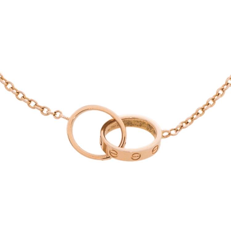 Pre Owned Cartier Love Interlocking 2 Hoops 18K Rose Gold Bracelet