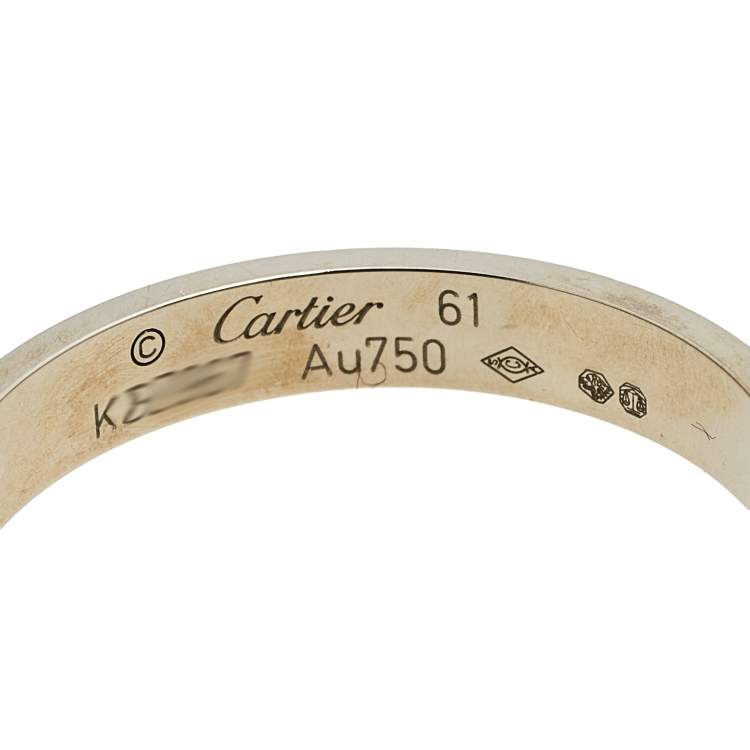 Pre Owned Cartier Love 18k White Gold Narrow Wedding Band Ring Size 61