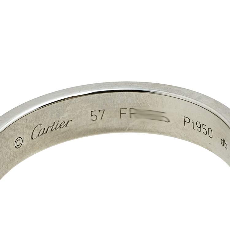 Pre Owned Cartier C de Cartier Platinum Wedding Band Ring Size 57