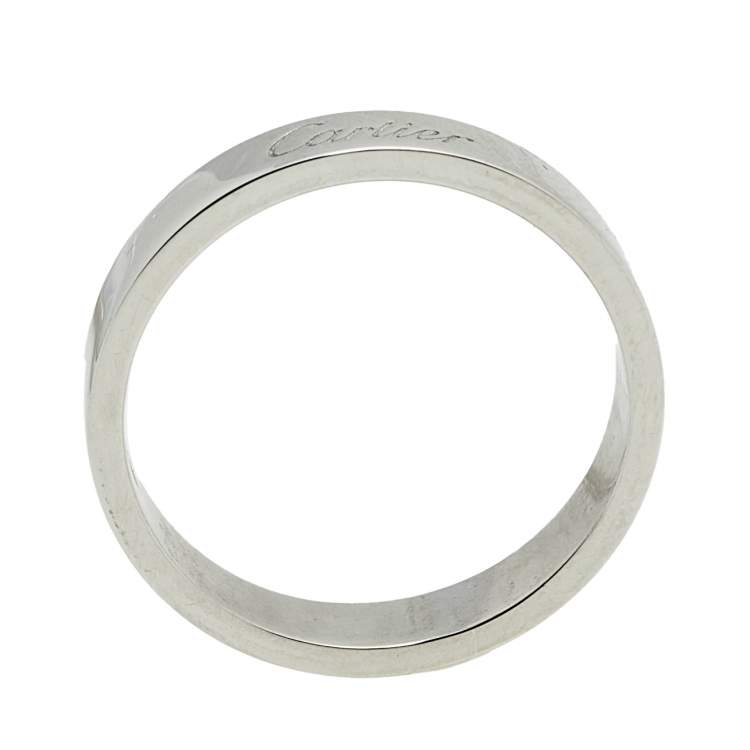 Pre Owned Cartier C de Cartier Platinum Wedding Band Ring Size 57