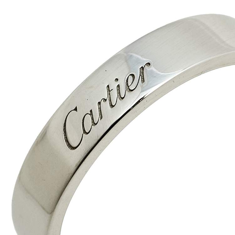 Pre Owned Cartier C de Cartier Platinum Wedding Band Ring Size 57