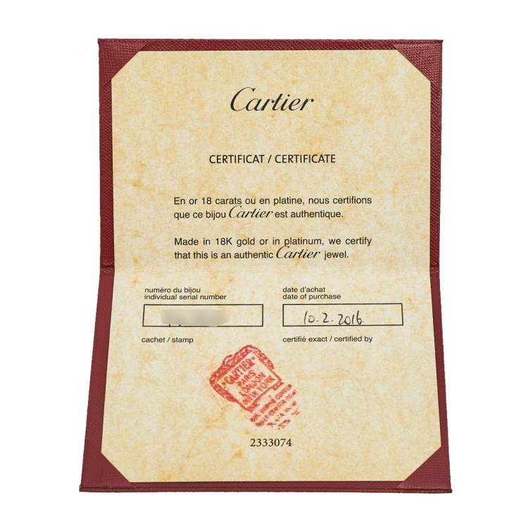 Pre Owned Cartier Trinity Cultured Pearl Diamond 18K Three Tone Gold Ring 51