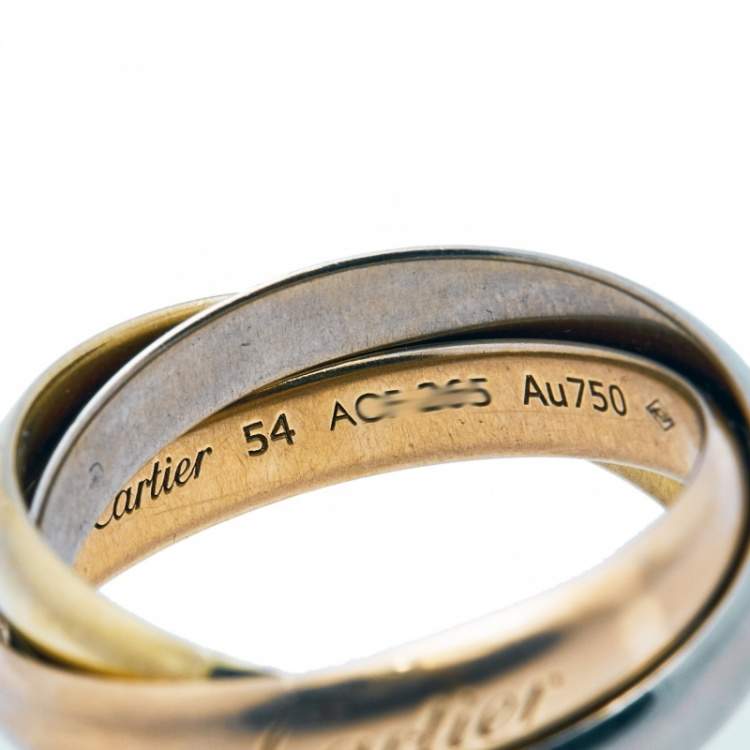 Pre Owned Cartier Trinity Classic 18K Three Tone Gold Rolling Ring 54
