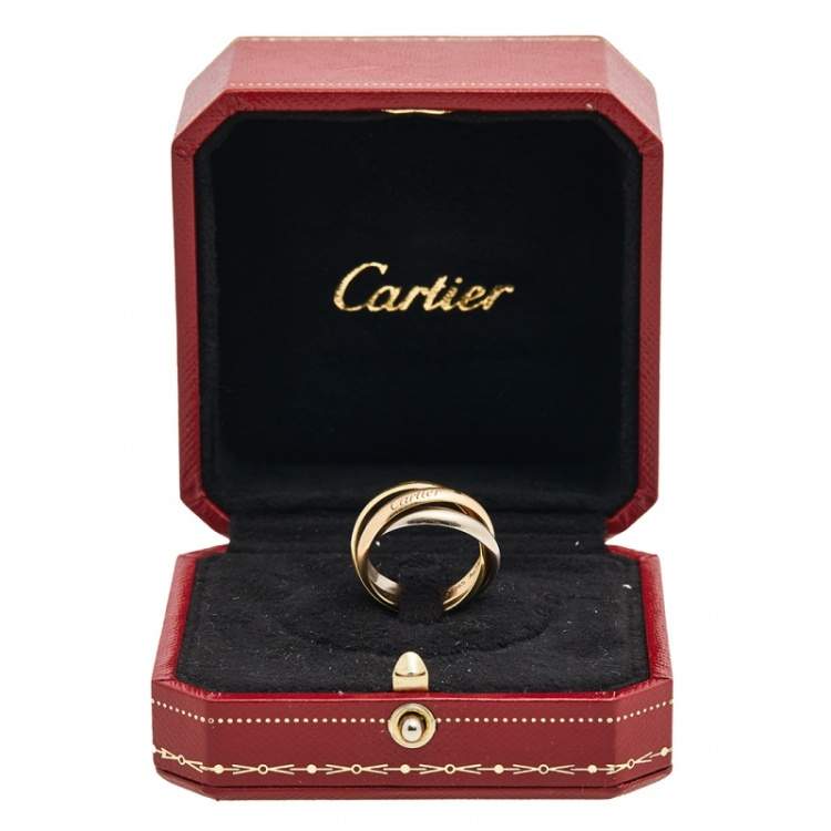 Pre Owned Cartier Trinity Classic 18K Three Tone Gold Rolling Ring 54