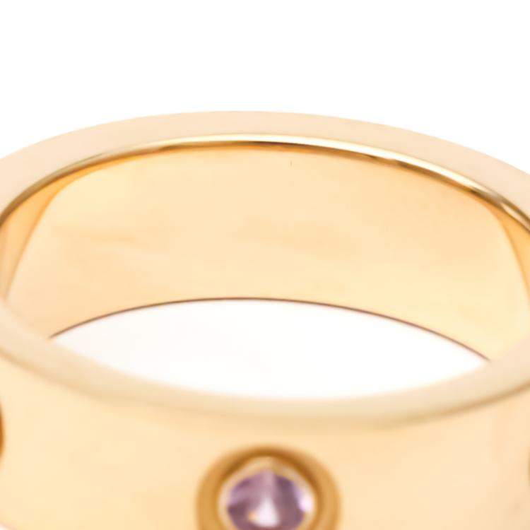 Pre Owned Cartier Love 18K Rose Gold Sappire Ring EU 52