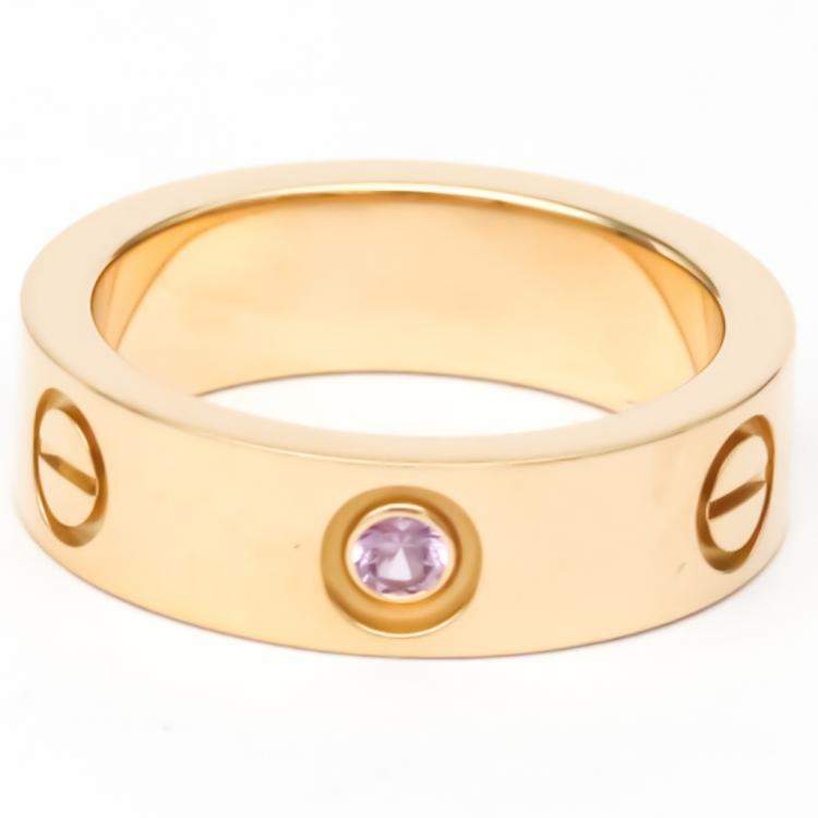 Pre Owned Cartier Love 18K Rose Gold Sappire Ring EU 52