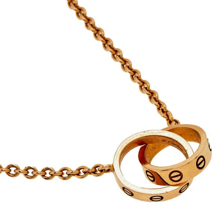 Pre Owned Cartier Love Interlocking Loop 18k Rose Gold Necklaces