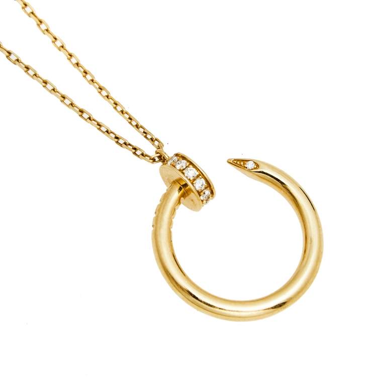 Pre Owned Cartier Juste un Clou Diamond 18K Yellow Gold Pendant Necklace 
