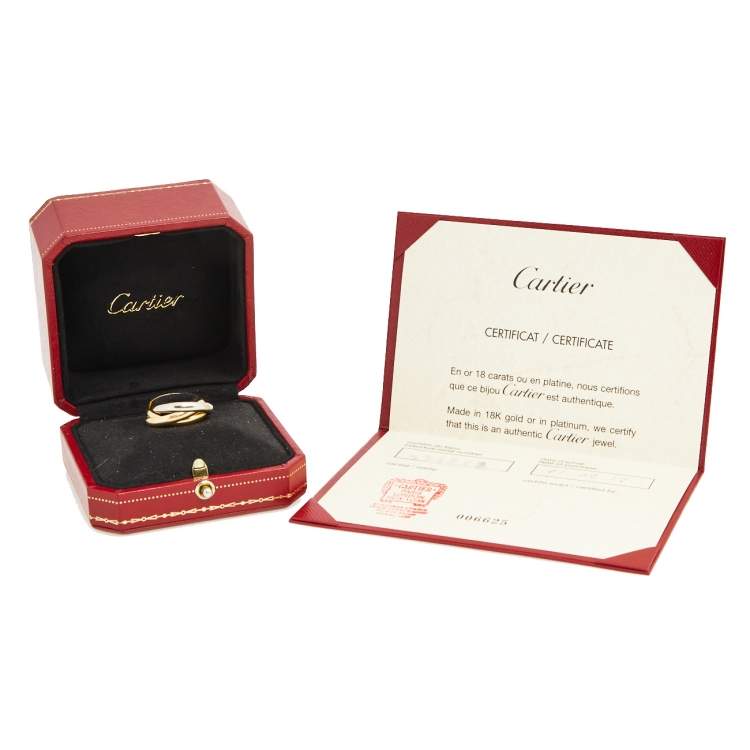 Pre Owned Cartier Trinity 18K Three Tone Gold Rolling Ring Size 55