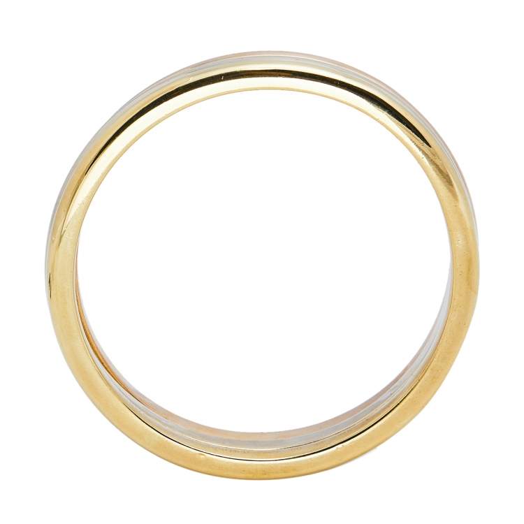 Pre Owned Cartier 18k Three Tone Gold Triple Bangle Rolling Bracelet Size 60