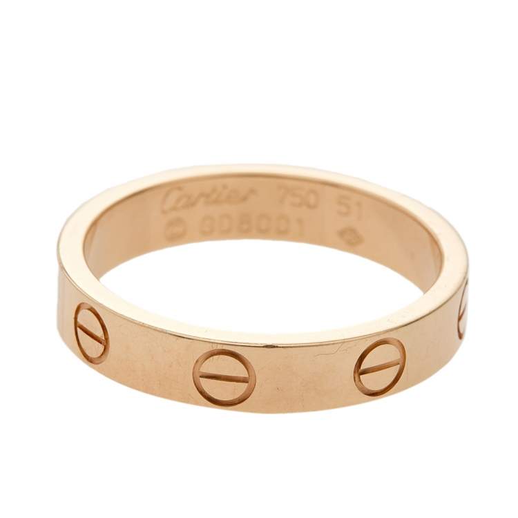 Pre Owned  Cartier Love 18K Rose Gold Narrow Wedding Band Ring Size 51