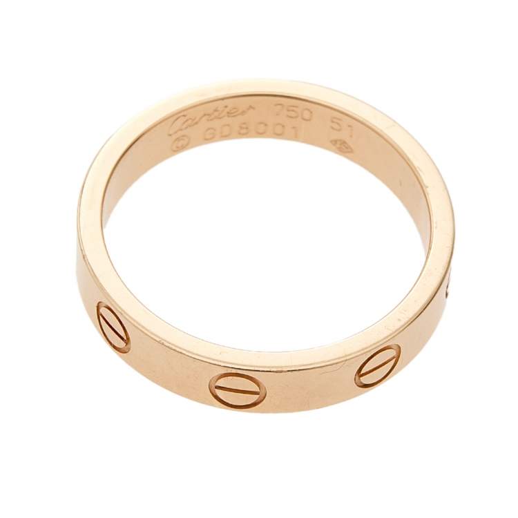 Pre Owned  Cartier Love 18K Rose Gold Narrow Wedding Band Ring Size 51