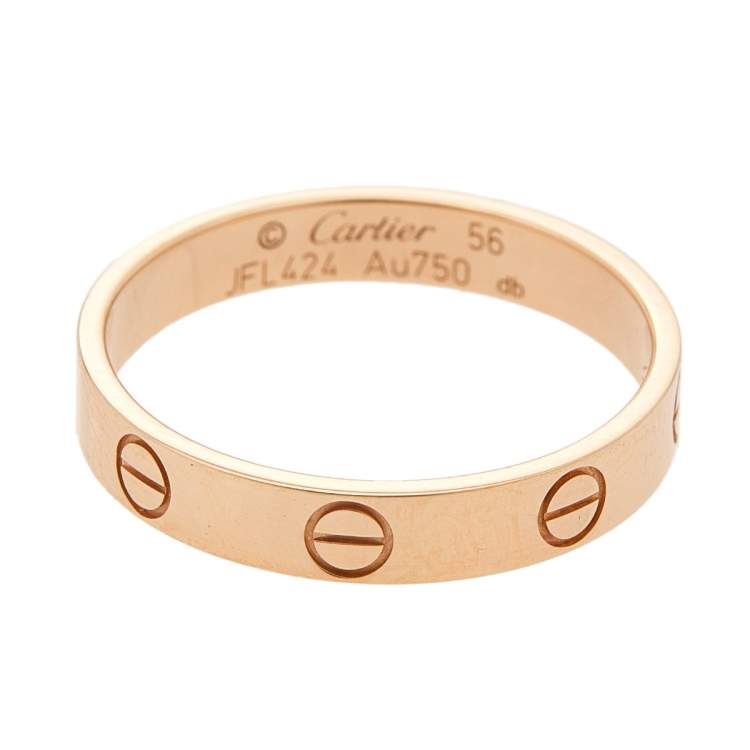 Pre Owned Cartier Love 18K Rose Gold Narrow Wedding Band Ring 56