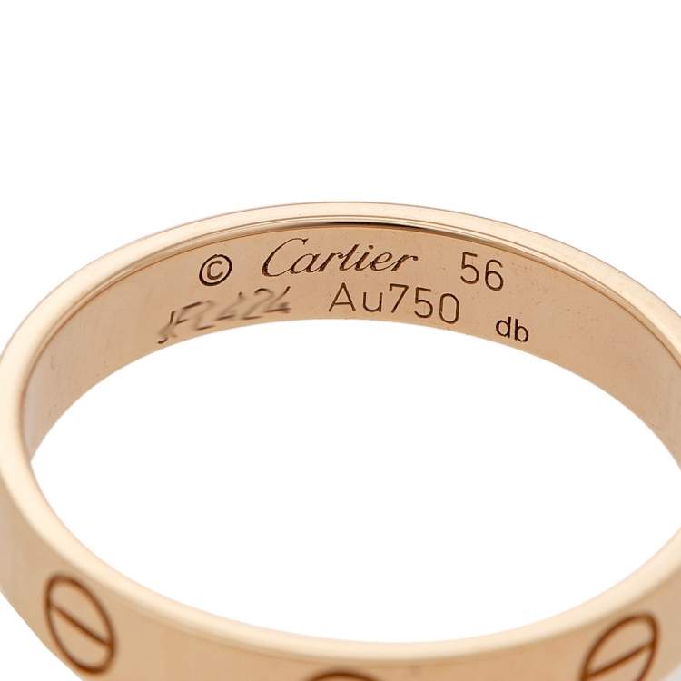 Pre Owned Cartier Love 18K Rose Gold Narrow Wedding Band Ring 56