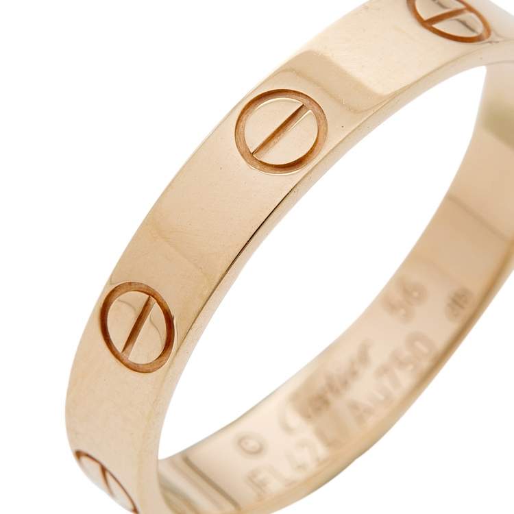 Pre Owned Cartier Love 18K Rose Gold Narrow Wedding Band Ring 56