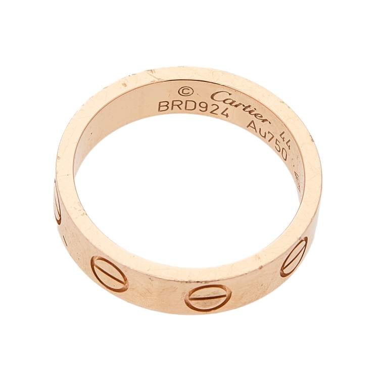 مملوكة مسبقًا Cartier Love 18k Rose Gold Narrow Wedding Band Ring Size 44