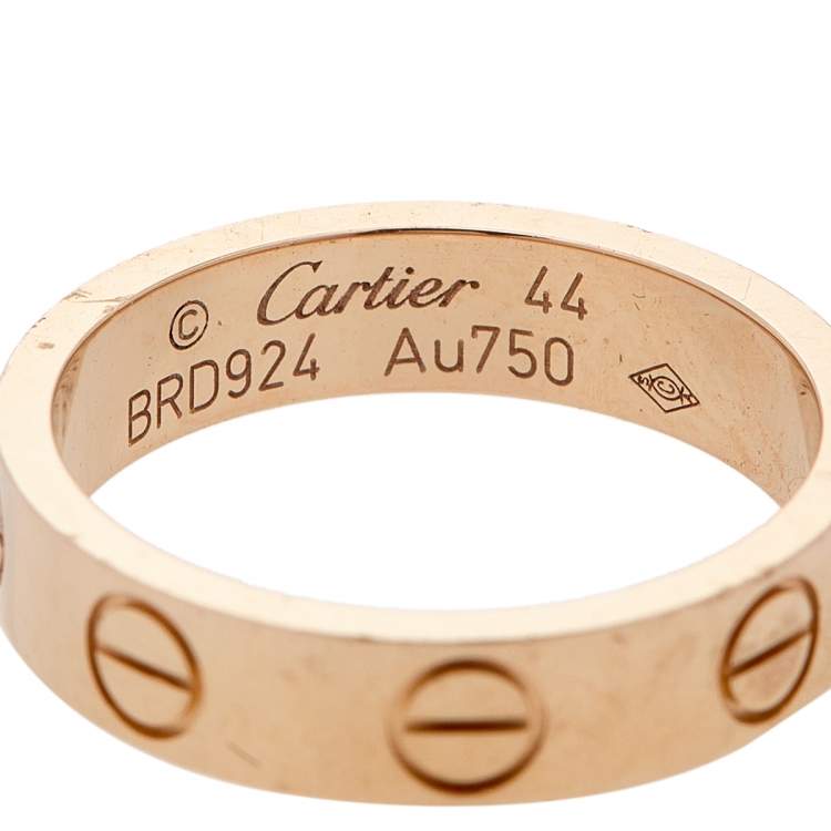 مملوكة مسبقًا Cartier Love 18k Rose Gold Narrow Wedding Band Ring Size 44