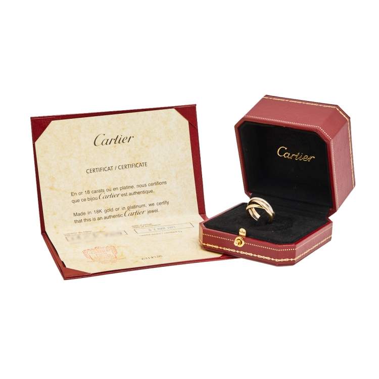 Pre Owned Cartier Trinity de Cartier 18k Three Tone Gold Rolling Ring Size 54