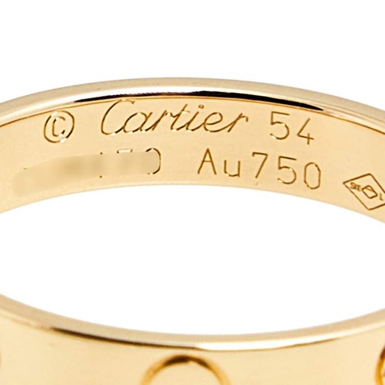 Pre Owned Cartier Love 18k Rose Gold Narrow Wedding Band Ring Size 54